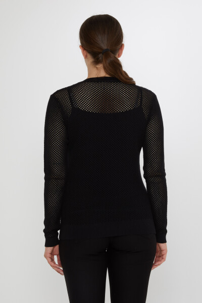 Knitted Sweater with Rose Embroidery, Black - 31113 | KAZEE (3-Piece Set S-M-L) - 5