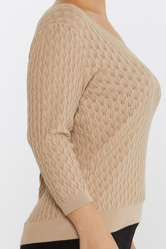 Knitted Sweater Self-Patterned Beige - 31247 | KAZEE (Set of 3 M-L-XL) - 4