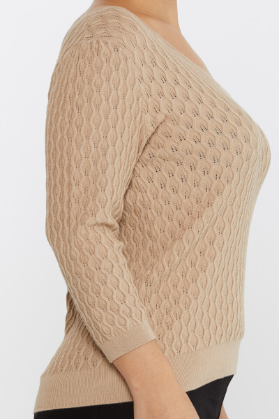 Knitted Sweater Self-Patterned Beige - 31247 | KAZEE (Set of 3 M-L-XL) - 4