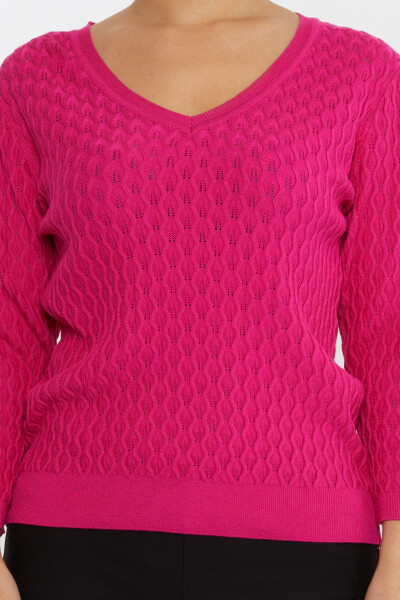 Knitted Sweater Self-Patterned Fuchsia - 31247 | KAZEE (Set of 3 M-L-XL) - 3