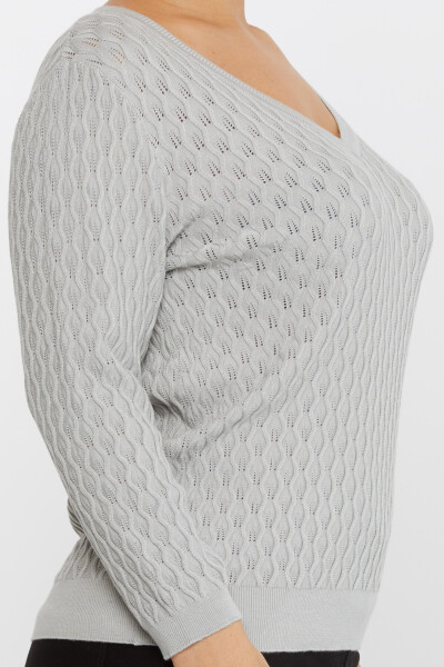 Knitted Sweater Self Patterned Gray - 31247 | KAZEE (Set of 3 M-L-XL) - 4