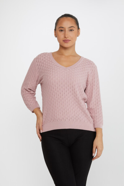 Knitted Sweater Self Patterned Powder - 31247 | KAZEE (Set of 3 M-L-XL) 