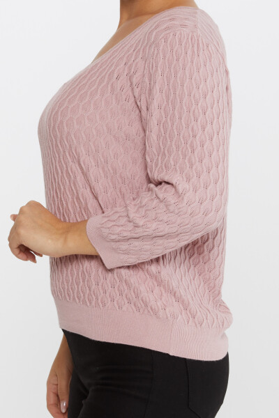 Knitted Sweater Self Patterned Powder - 31247 | KAZEE (Set of 3 M-L-XL) - 4