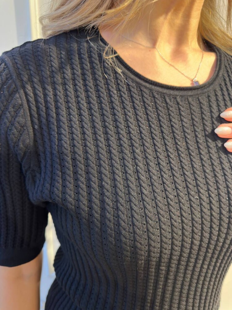 Knitted Sweater Short Sleeve Black - 32062 | KAZEE (3-Piece Set M-L-XL) - 4