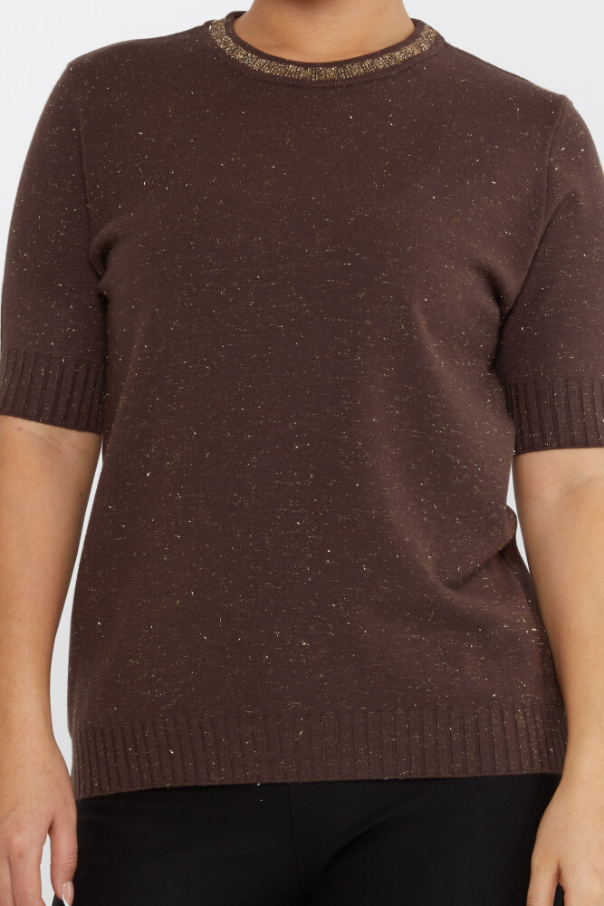 Knitted Sweater Short Sleeve Brown - 31611 | KAZEE (Set of 3 S-M-L) - 3