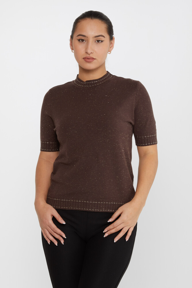 Knitted Sweater Short Sleeve Brown - 31626 | KAZEE (Set of 3 M-L-XL) - 2