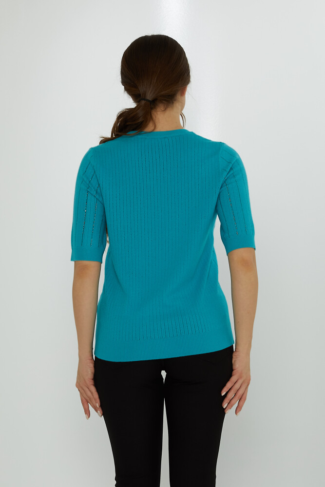 Knitted Sweater Short Sleeve Turquoise - 31094 | KAZEE (Set of 3 M-L-XL) - 5