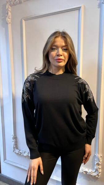 Knitted SweateR Shoulder Detail, Black - 3221 | KAZEE (3-Piece Set XL-2XL-3XL) - 2