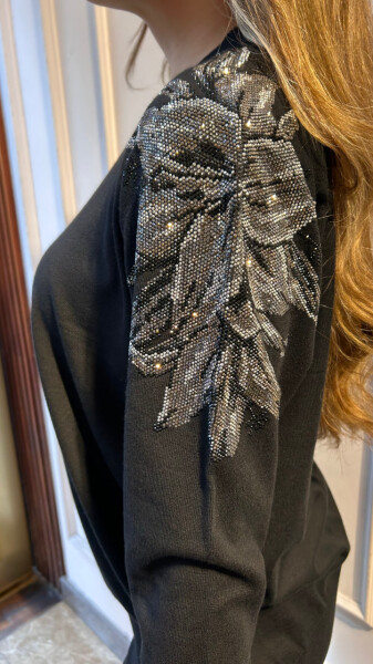 Knitted SweateR Shoulder Detail, Black - 3221 | KAZEE (3-Piece Set XL-2XL-3XL) - 3