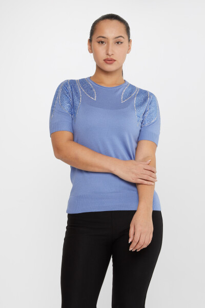 Knitted Sweater Shoulder Stone Embroidered Dark Blue - 30792 | KAZEE (Set of 4 M-L-XL-2XL) 