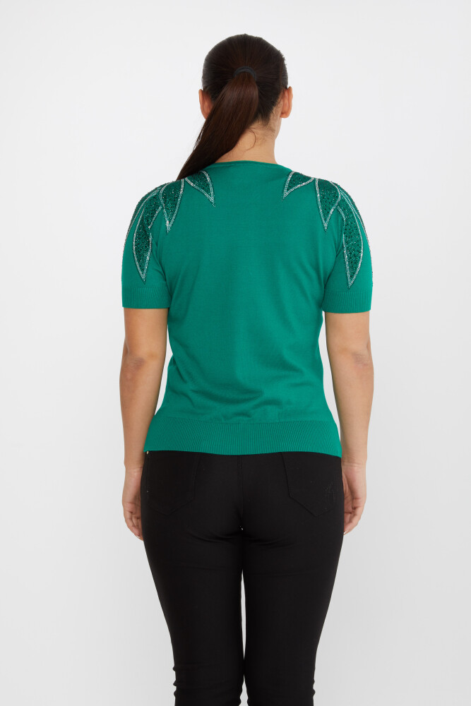 Knitted Sweater Shoulder Stone Embroidered Green - 30792 | KAZEE (Set of 4 M-L-XL-2XL) - 5