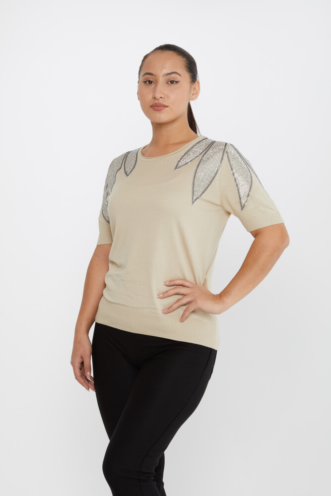 Knitted Sweater Shoulder Stone Embroidered Stone - 30792 | KAZEE (Set of 4 M-L-XL-2XL) - 2