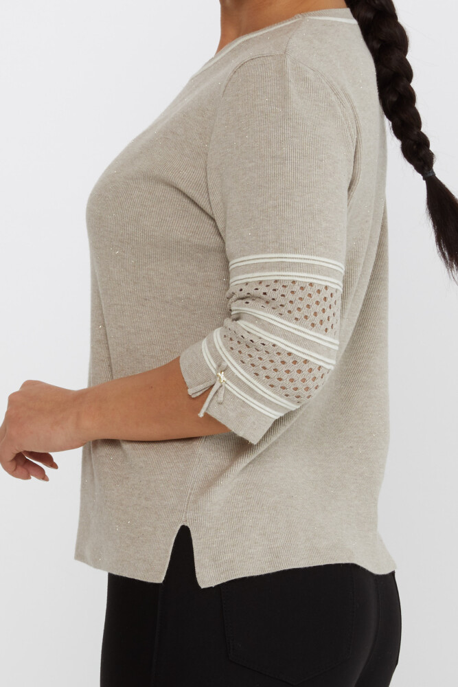 Knitted Sweater Sleeve Detailed Mink - 31316 | KAZEE (Set of 3 M-L-XL) - 4