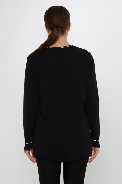 Knitted Sweater - Sleeve Slit Detail - Black - 31857 | KAZEE (Set of 2 L-XL) - 5