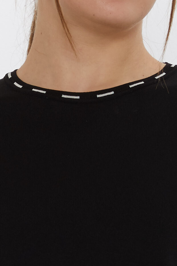 Knitted Sweater - Sleeve Slit Detail - Black - 31857 | KAZEE (Set of 2 L-XL) - 4