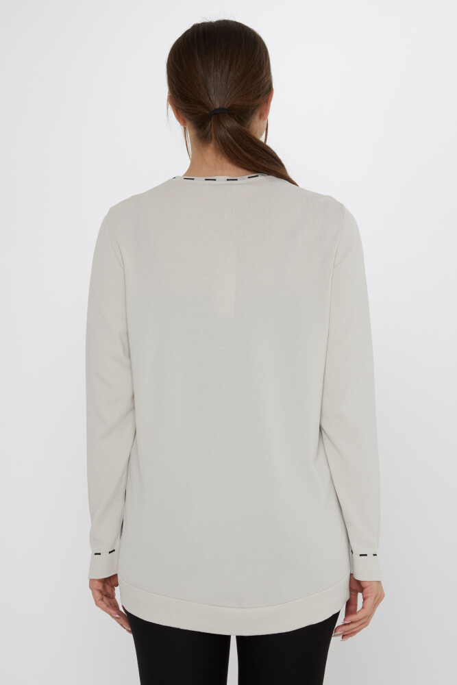 Knitted Sweater Sleeve Slit Detail Light Beige - 31857 | KAZEE (Set of 2, L-XL) - 5