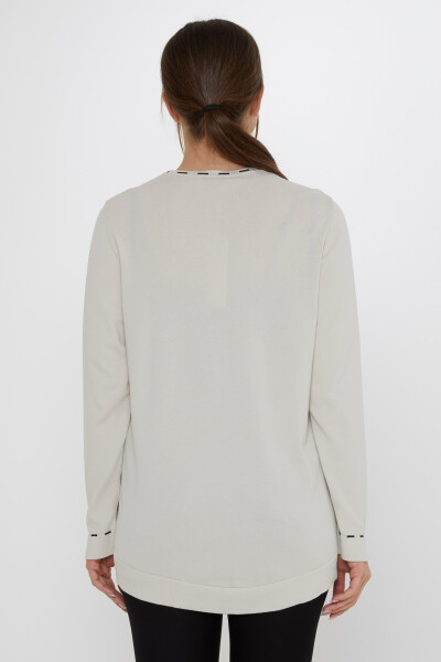 Knitted Sweater Sleeve Slit Detail Light Beige - 31857 | KAZEE (Set of 2, L-XL) - 5