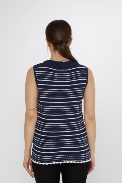 Knitted Sweater - Sleeveless Navy Blue - 31764 | KAZEE (3-Piece Set S-M-L) - 6
