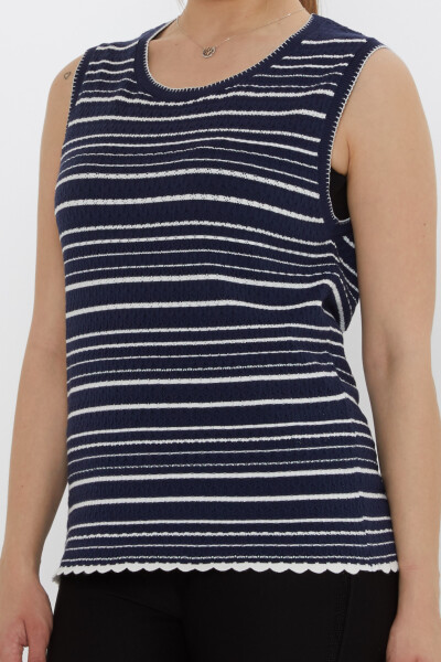 Knitted Sweater - Sleeveless Navy Blue - 31764 | KAZEE (3-Piece Set S-M-L) - 4