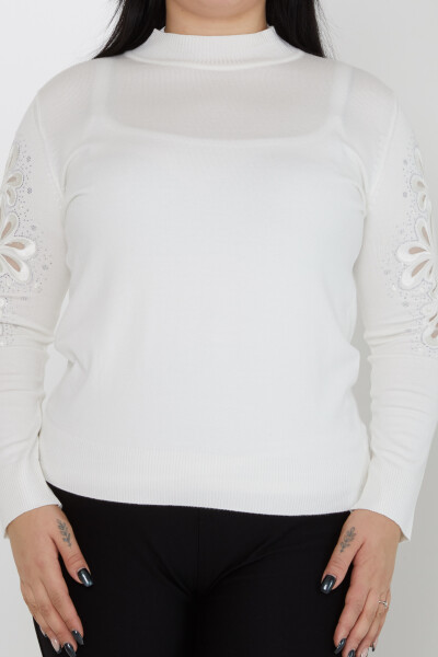 Knitted Sweater Sleeves Embroidered Ecru - 31264 | KAZEE (Set of 4 M-L-XL-2XL) - 2