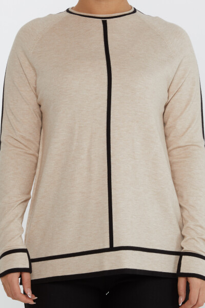 Knitted Sweater Slit Detail Beige - 31675 | KAZEE (Set of 2 M-L) - 3