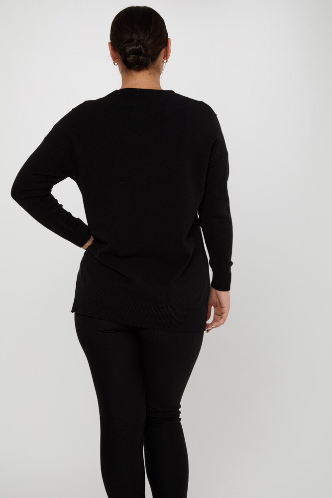 Knitted Sweater Slit Detail Black - 31072 | KAZEE (Set of 4 L-XL-2XL-3XL) - 4