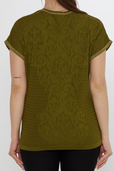 Knitted Sweater with Slit Detail Dark Green - 31249 | KAZEE (3-Piece Set L-XL-2XL) - 6