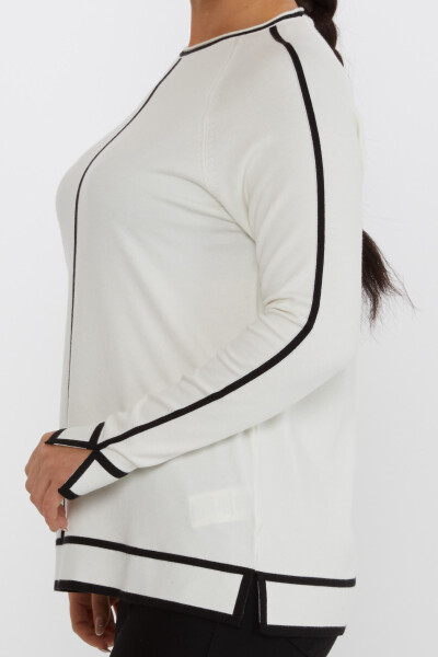 Knitted Sweater Slit Detail Ecru - 31675 | KAZEE (Set of 2 M-L) - 4