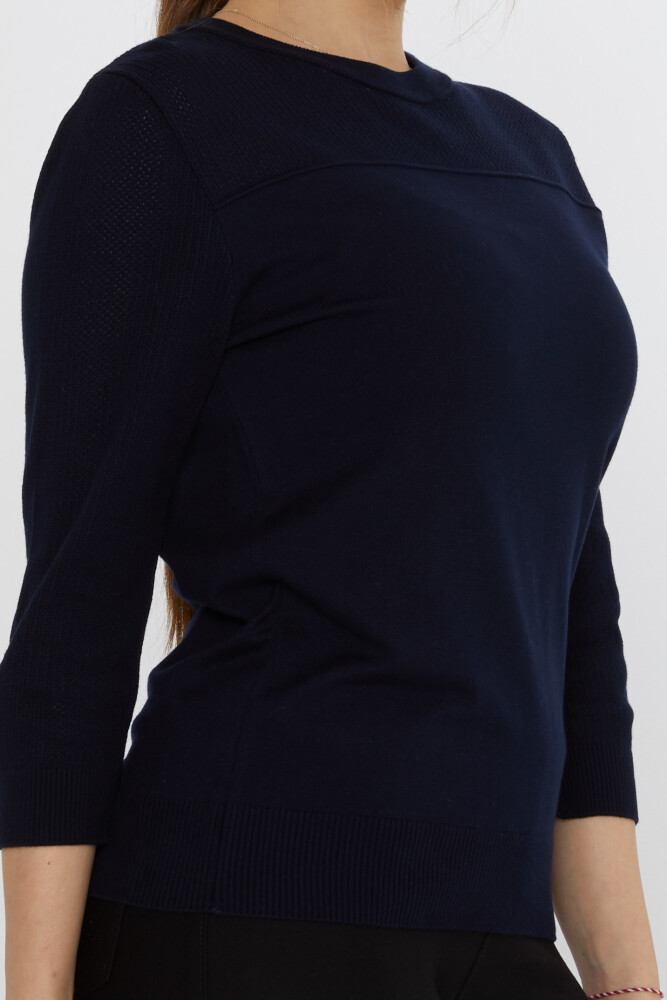 Knitted Sweater Stand Collar Navy Blue - 30258 | KAZEE (Set of 3 S-M-L) - 4