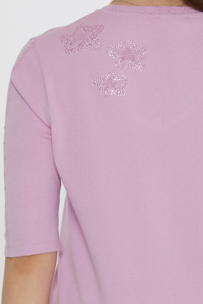 Knitted Sweater Star Embroidery Lilac - 31779 | KAZEE (3-Piece Set M-L-XL) - 6