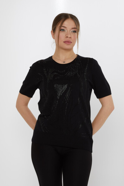 Knitted Sweater Stone Embroidered Black - 30315 | KAZEE (Set of 3 L-XL-2XL) - 2