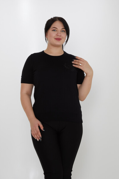 Knitted Sweater Stone Embroidered Black - 31773 | KAZEE (Set of 3 XL-2XL-3XL) 