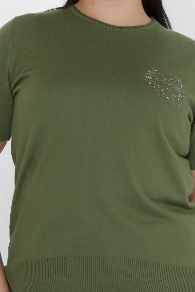 Knitted Sweater Stone Embroidered Khaki - 31773 | KAZEE (Set of 3 XL-2XL-3XL) - 4