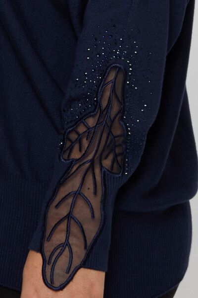Knitted Sweater Stone Embroidered Navy Blue - 31227 | KAZEE (Set of 3 L-XL-2XL) - 4