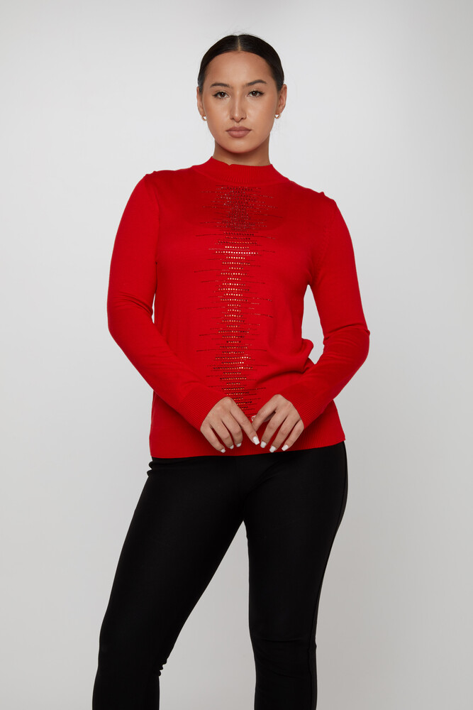 Knitted Sweater Stone Embroidered Red - 30556 | KAZEE (Set of 3 S-M-L) - 1
