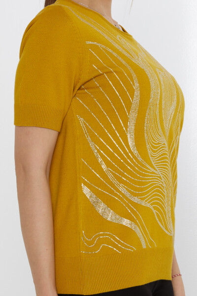 Knitted Sweater Stone Embroidered Saffron - 30315 | KAZEE (Set of 3 L-XL-2XL) - 4