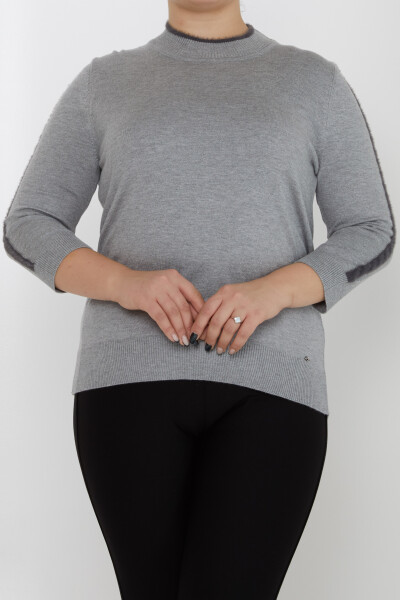 Knitted Sweater Stripe Sleeve Detail Gray - 31196 | KAZEE (Set of 3 M-L-XL) - 2