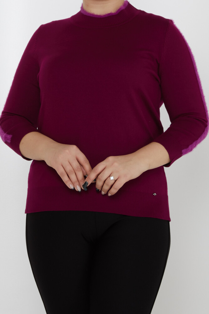 Knitted Sweater Stripe Sleeve Detailed Purple - 31196 | KAZEE (Set of 3 M-L-XL) - 2