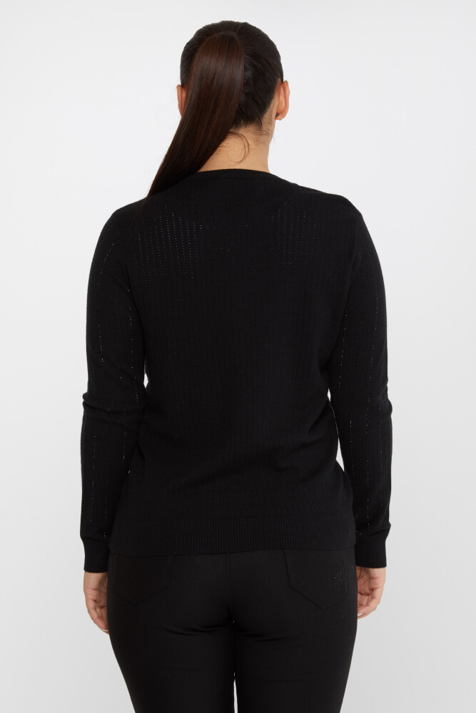 Knitted Sweater Stripe Stone Embroidered Black - 31110 | KAZEE (Set of 3 M-L-XL) - 6