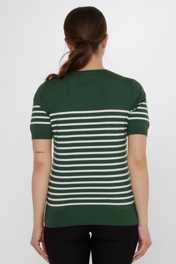 Knitted Sweater Striped Emerald Green-Ecru - 30396 | KAZEE (Set of 4 M-L-XL-2XL) - 5