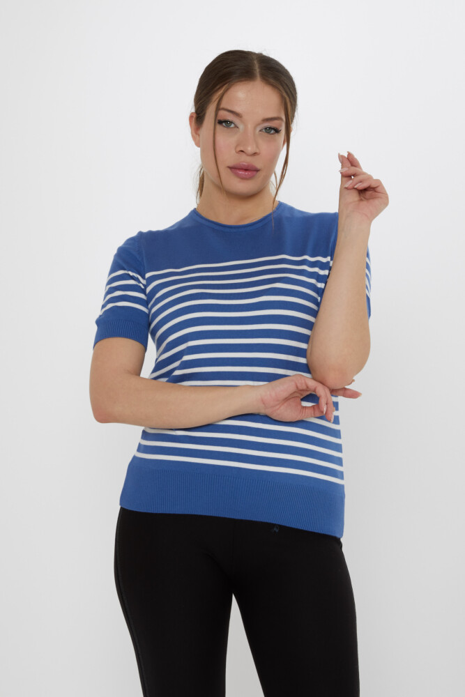 Knitted Sweater Striped Indigo-Ecru - 30396 | KAZEE (Set of 4 M-L-XL-2XL) - 1