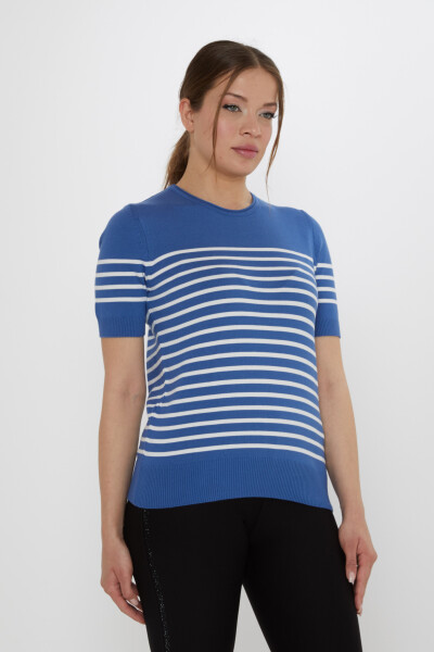 Knitted Sweater Striped Indigo-Ecru - 30396 | KAZEE (Set of 4 M-L-XL-2XL) - 2