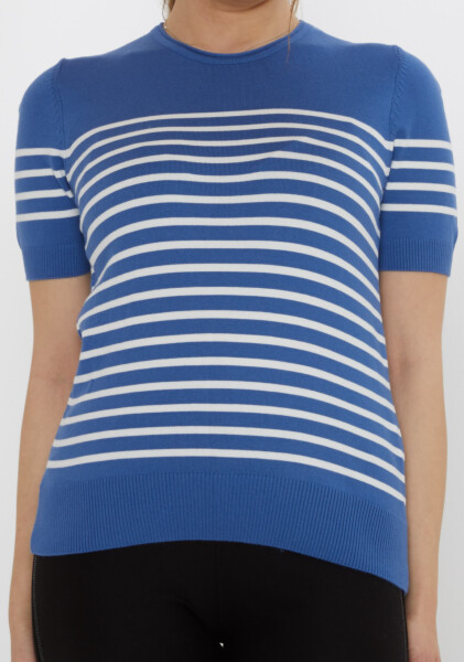 Knitted Sweater Striped Indigo-Ecru - 30396 | KAZEE (Set of 4 M-L-XL-2XL) - 3