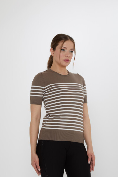 Knitted Sweater - Striped Mink-Ecru - 30396 | KAZEE (Set of 4 M-L-XL-2XL) - 2