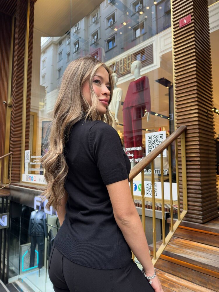 Knitted Sweater Swan Pattern Black - 32160 | KAZEE (3-Piece Set S-M-L) - 6