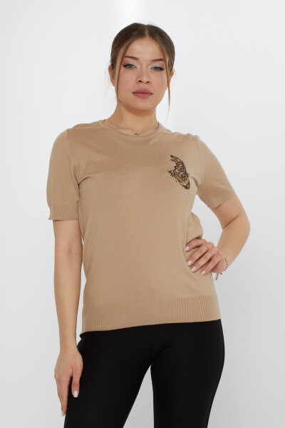 Knitted Sweater Tiger Stone Embroidered Beige - 31596 | KAZEE (Set of 3 M-L-XL) - 1