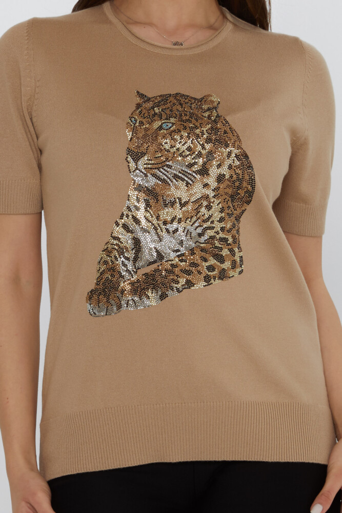 Knitted Sweater Tiger Stone Embroidered Beige - 31825 | KAZEE (Set of 3 L-XL-2XL) - 3