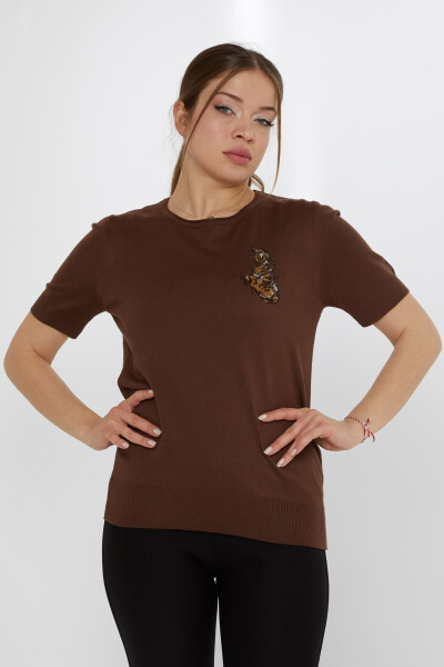 Knitted Sweater Tiger Stone Embroidered Brown - 31596 | KAZEE (Set of 3 M-L-XL) - 2