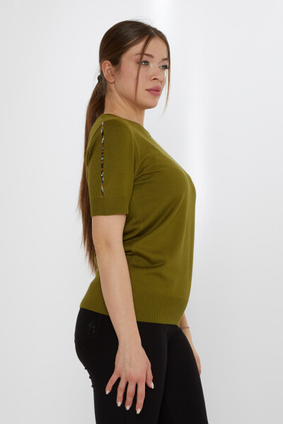 Knitted Sweater Tiger Stone Embroidered Dark Green - 31596 | KAZEE (Set of 3 M-L-XL) - 2