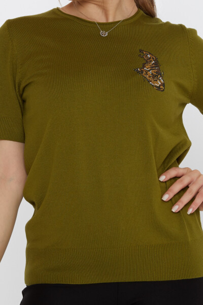 Knitted Sweater Tiger Stone Embroidered Dark Green - 31596 | KAZEE (Set of 3 M-L-XL) - 3